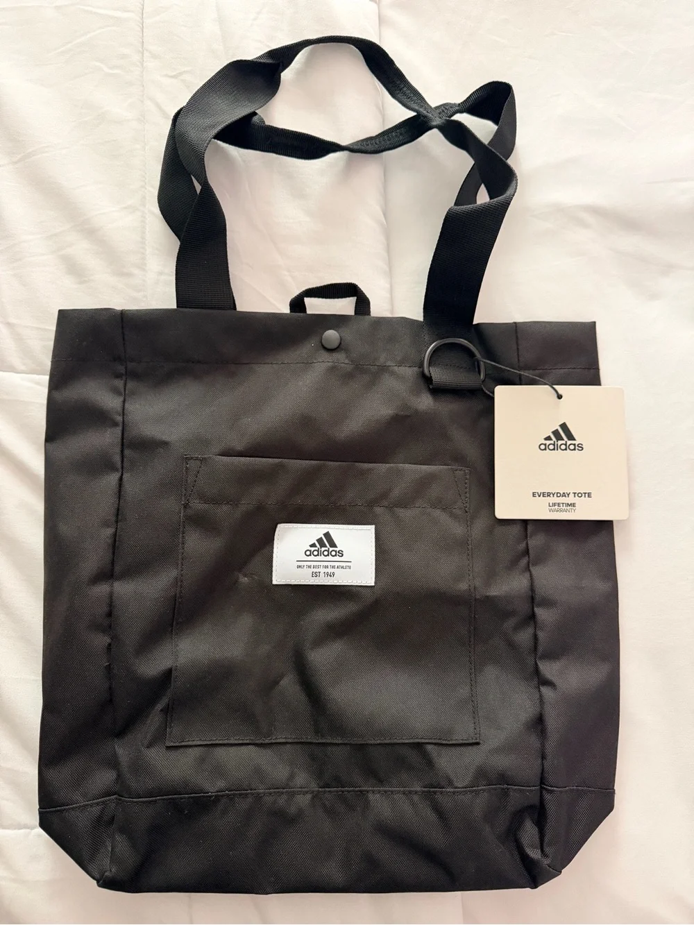 adidas Black Everyday Tote with Front Pocket
